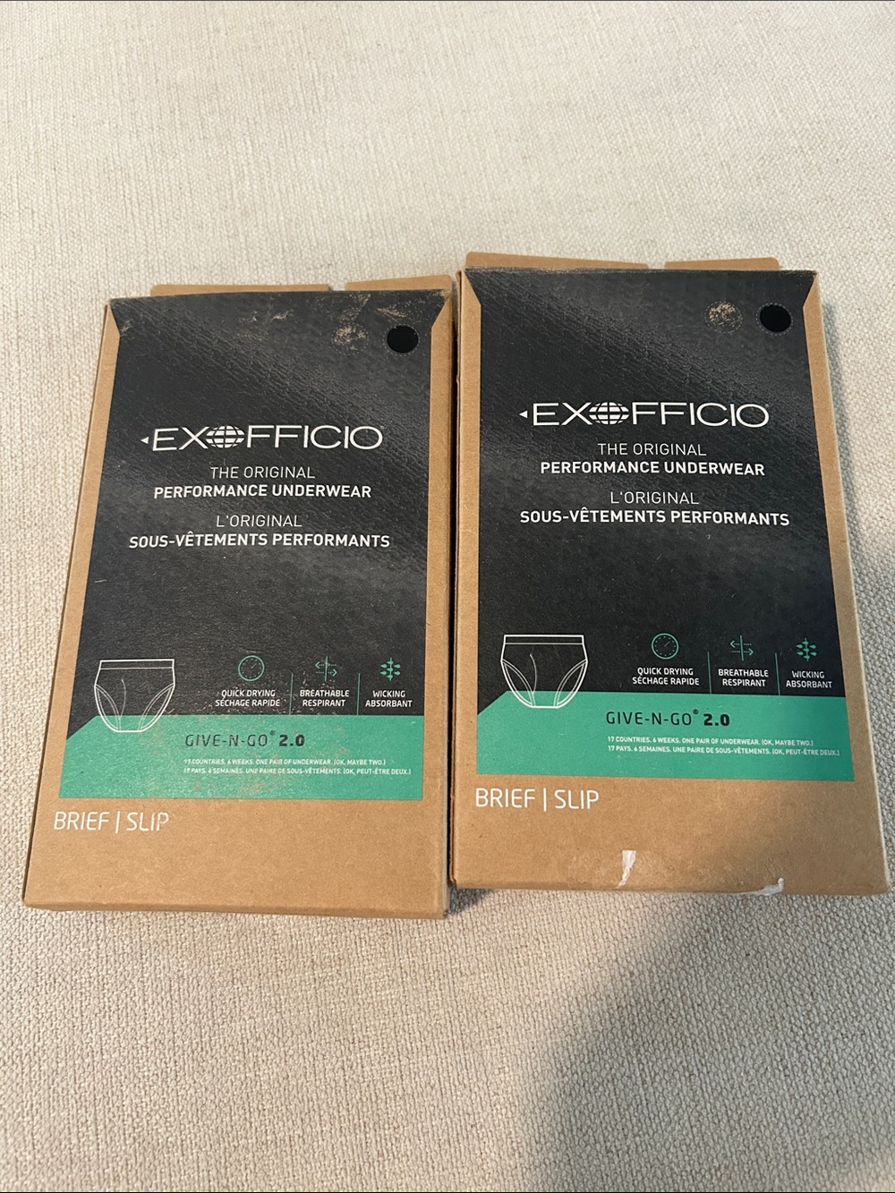 ExOfficio BUNDLE TWO PAIR Give N Go Briefs, Black XL, NWT